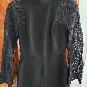 BCBGeneration Black Romper with Lace Sleeves
